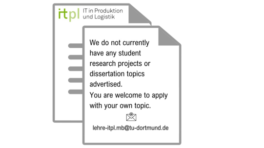 We do not currently have any student research projects or dissertation topics advertised. You are welcome to apply with your own topic on lehre-itpl.mb@tu-dortmund.de .