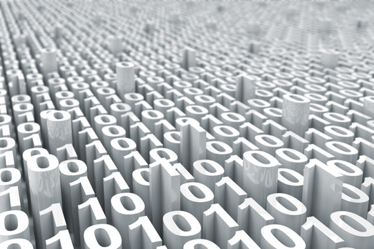 Binärsystem Mehrere weiße Nullen und Einsen in 3D.